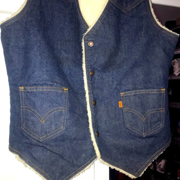 Vintage orange tab Levi’s denim Sherpa vest